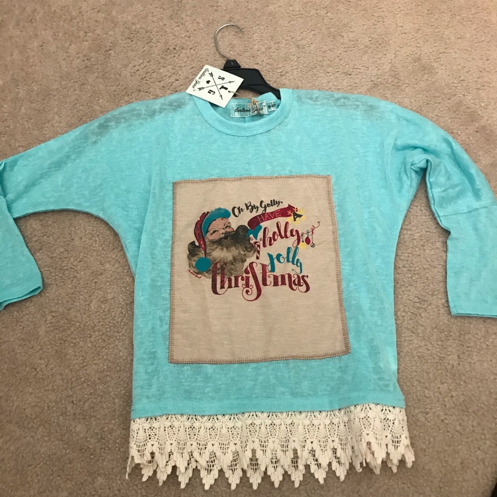 Southern Grace girls blue Christmas Santa tunic